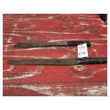Set of Two Metal Mower Blades with Wrapped Handles