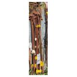 Collection of Metal Electric Fence Posts with Plastic Insulators, (25)
