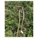 Set of Two Manual Grass Scythes with Wooden Snaths