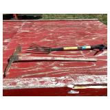 Garden Tool Set: Pickaxe and Pitchfork