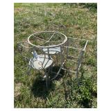 Metal Bistro Set with Two Chairs and Plant Stand