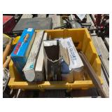 Assorted Automotive Tools and Supplies in Yellow Bin