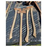 Collection of Four Felling Axes with Wooden Handles
