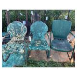 Set of Three Metal Shell-Back Lawn Chairs