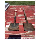 Set of Two Metal Shovels with Wooden Handles
