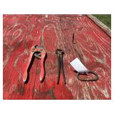 Assorted Hand Tools Including Pincers and Hook