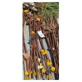 Collection of Metal Electric Fence Posts with Plastic Insulators, (25)