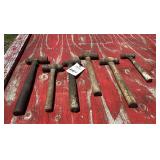 Collection of Six Ball Peen Hammers with Wooden Handles