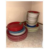 Ceramic Dinnerware Set Including Plates and Bowls in Assorted Colors