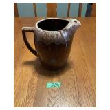 Keith Pottery USA Brown Glaze Ceramic Pitcher with Ice Lip