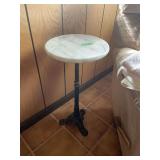 Round Marble Top Accent Table with Cast Iron Base