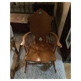 Wooden Rocking Chair with Spindle Back and Shaped Headrest