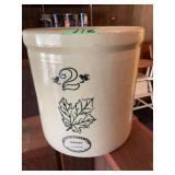 Western Stoneware Company Monmouth IL Number 2 Crock with Leaf Motif