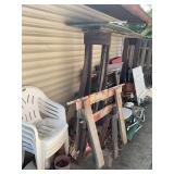 Assorted Yard and Garden Tools with Wood Framing and Accessories