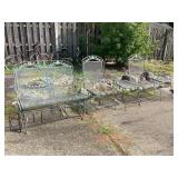 Metal Patio Furniture Set with Bench, Two Chairs, and Two Tables