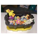 Assorted Winnie the Pooh and Friends Stuffed Animals Lot with Plastic Storage Bin