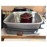 Electric Skillet and Stoneware Crock Pot with Cord Lot