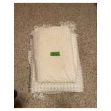 Cream and Pink Chenille Bedspread with Fringe Trim