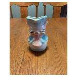 Ceramic Pig Figural Creamer Pitcher with Pastel Blue and Pink Glaze