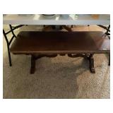 Wooden Coffee Table with Scrolled Base