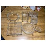 Assorted Pressed Glass Kitchenware and Refrigerator Dish Set