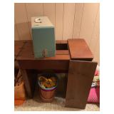 Singer Electric Sewing Machine with Carrying Case and Wooden Cabinet