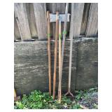 Assorted Long Handled Tools and Floor Mop