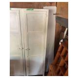 White Painted Storage Cabinet with Assorted Household Contents