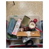 Assorted Candles and Home Decor Lot in Plastic Storage Bin