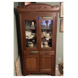 Wooden China Cabinet with Glass Doors and Lower Storage