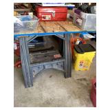Heavy-Duty Plastic Sawhorse with Integrated Shelf