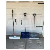 Assorted Snow Shovels and Pushers Set of Three