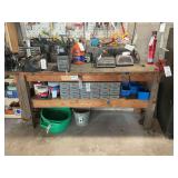 Heavy Duty Red Bench Vise Mounted on Wooden Workbench