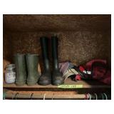 Luggage Set and Closet Contents Lot including Boots and Handheld Vacuum