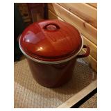 Paula Deen Signature Red Speckled Enamelware Stock Pot with Lid