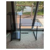 Glass Top Desk and Matching Round Side Table Set