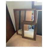 Two Framed Mirrors Including Wood Frame and Ornate Black and Gold Frame