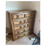 Mid-Century Modern Wooden Tall Dresser with Geometric Drawer Fronts
