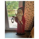 Handcrafted Wooden Santa Claus Figure with Lantern
