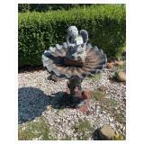 Concrete Birdbath with Cherub and Squirrel Pedestal