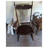 Wooden Rocking Chair with Upholstered Cushions