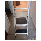 Cosco Two-Step Folding Step Stool with White Frame and Black Treads