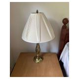 Pair of Brass Table Lamps with Pleated Lamp Shades