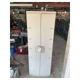 Plastic Storage Cabinet with Chemical and Household Contents