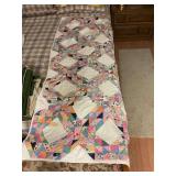 Handmade Cotton Quilt with Multi-Colored Geometric Patchwork Pattern