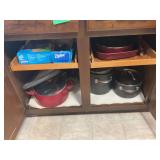 Kitchen Cabinet Assortment of Cookware, Bakeware, Utensils, and Storage Supplies