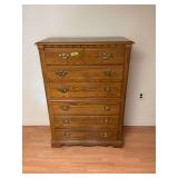 Thomasville Oak Tall Dresser Chest of Drawers