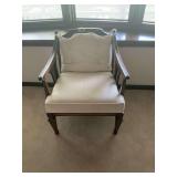 Wooden Armchair with Cane Inserts and Upholstered Cushions