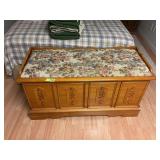International Concepts Wood Cedar Chest with Upholstered Floral Seat