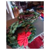 Holiday Decor Lot including Christmas Wreaths and Reindeer Figures